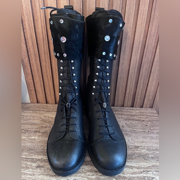 Why Alberto Venturini Motorcycle Boots Calf Military Gothic Belt Punk Boot 40 - Picture 3 of 17